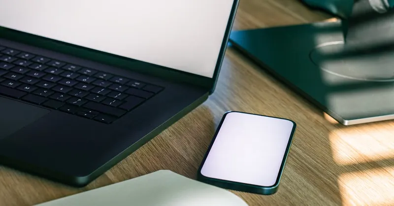 Laptop Smartphone Screen Mockup Cloud Sync